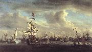 VELDE, Willem van de, the Younger The Gouden Leeuw before Amsterdam t oil on canvas